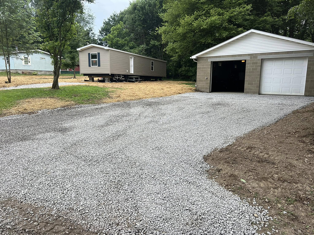 Driveway after gravel was applied